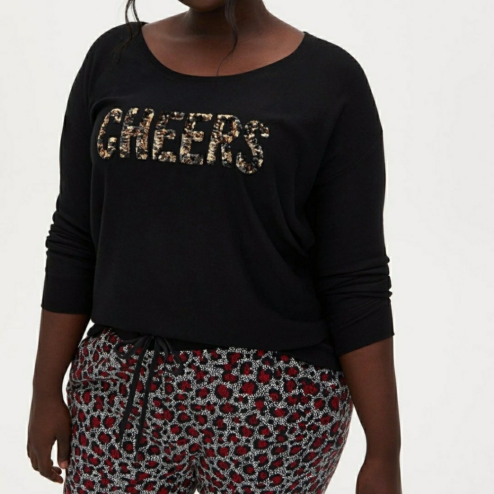 Torrid Black Sequins Sleepwear Top Size 3X